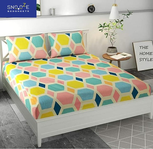 Snooze Glace Cotton Fitted Double Bedsheets